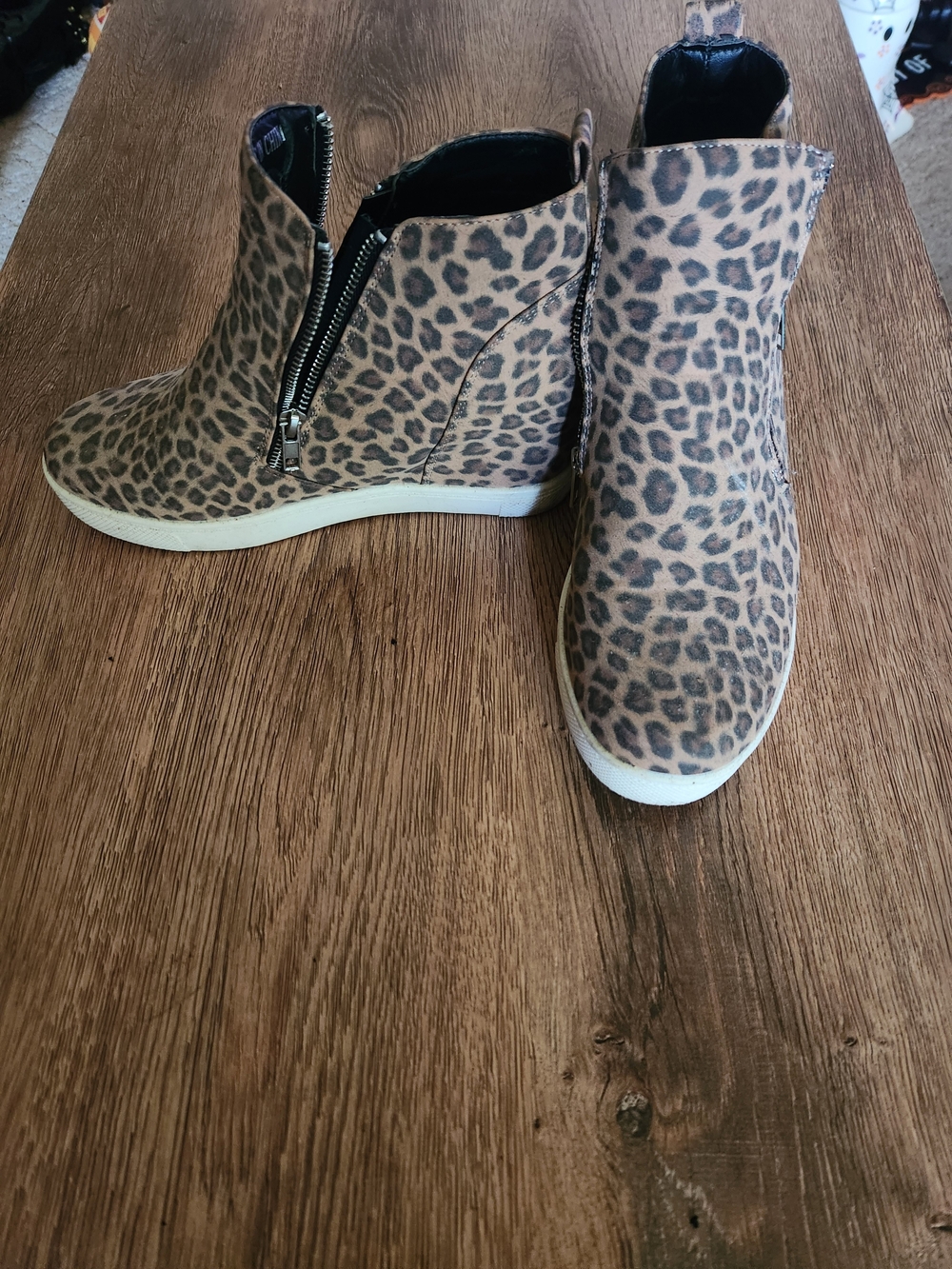 Leopard Print Wedge Bootie in Brown